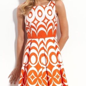 Taylor Orange White Dress; size 2 women’s